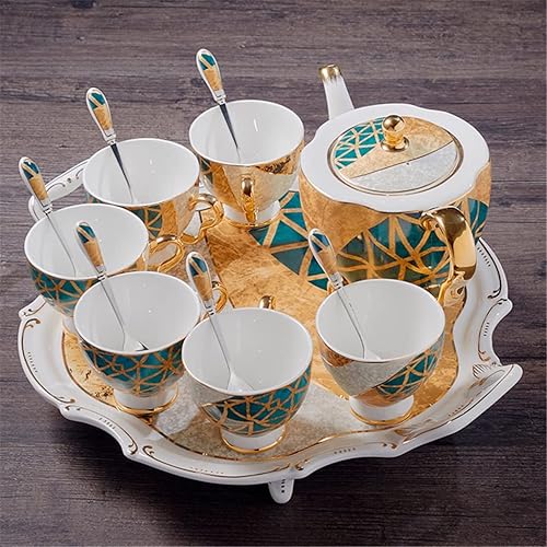 Miniatura 6 de Bone China Coffee Set Gold Inlaid Porcelain Tea Set Cup Ceramic Cup Creamer Teapot Milk Pot Coffee Utensils A