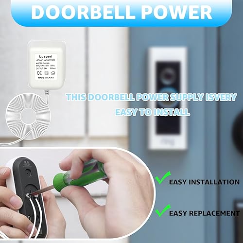 Miniatura 4 de Doorbell Transformer - Adaptador de corriente para timbre de 24 V y 500 MA, compatible con Ring, Nest, Eufy, Wyze, Arlo - Timbre inalámbrico de
