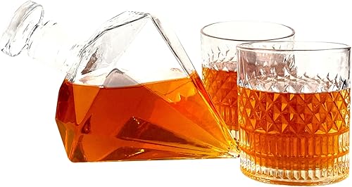 Juego de decantador en forma de diamante 3D, decantador de 25.4 fl oz con 2 vasos de whisky de 10.1 fl oz disponible en Yaxa Venezuela