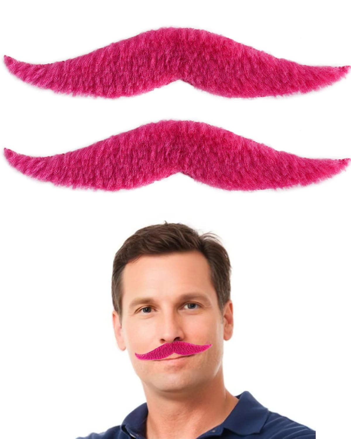 2Pcs Red Fake Mustache Men Stick On Mustaches Novelty False Beards