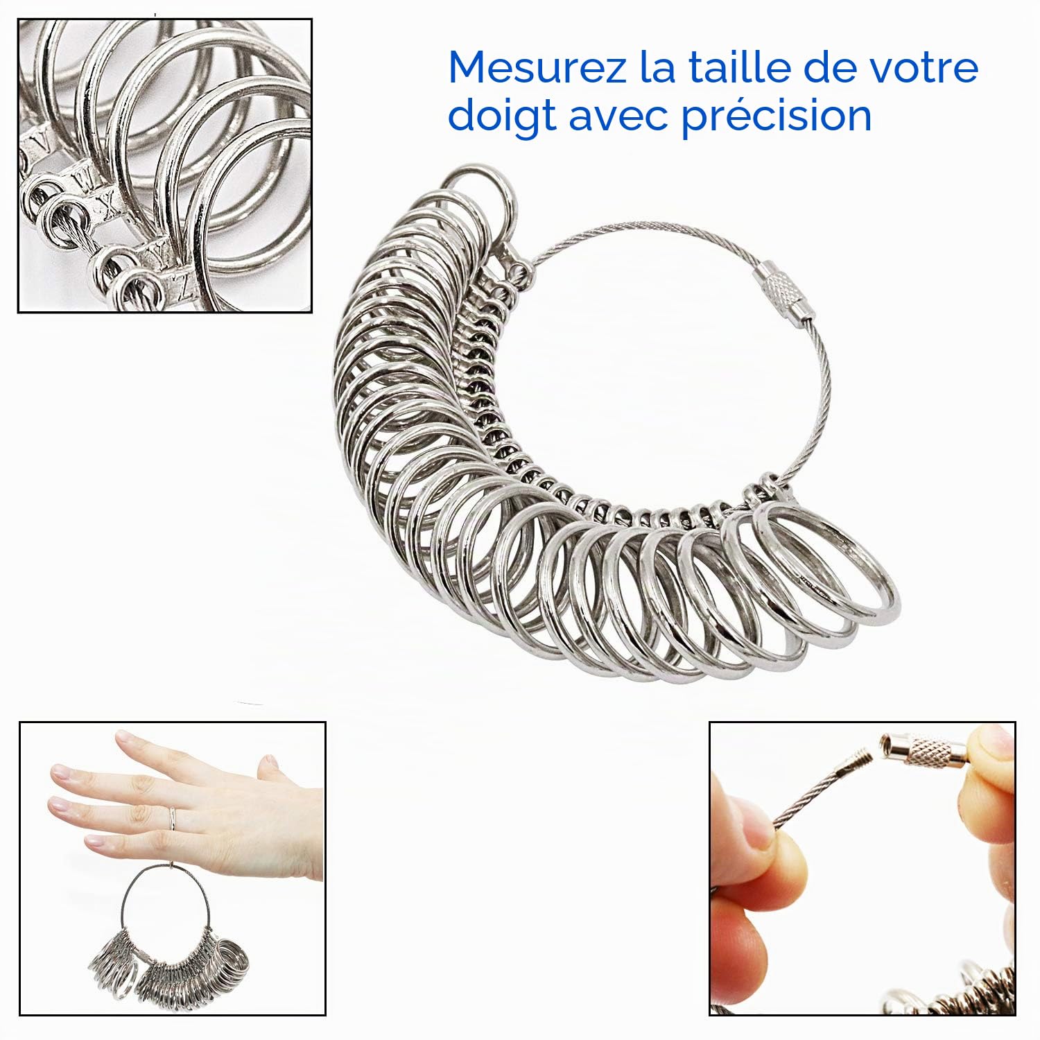 Kit d'outils de calibrage de bagues, triboulet mesureur, maillet en acier avec tête en caoutchouc, ensemble d'anneaux, mandrin
