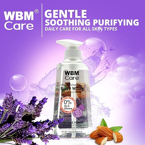 Miniatura 2 de Care Body Wash, piel más suave y tersa con aceites esenciales de lavanda y almendras, nutrición profunda, gel de ducha para el cuidado de la piel,
