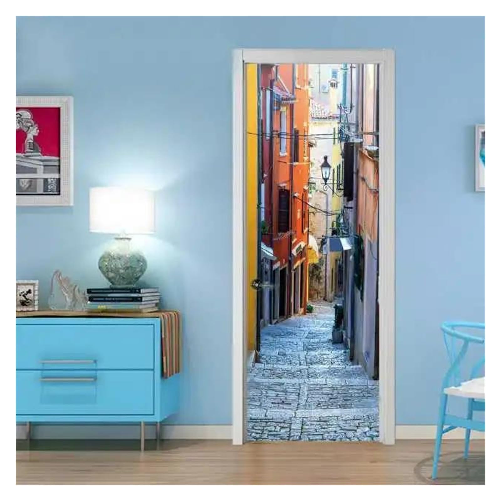 Autocollant mural de porte 3D style paysage urbain pour habiller vos pièces à vivre