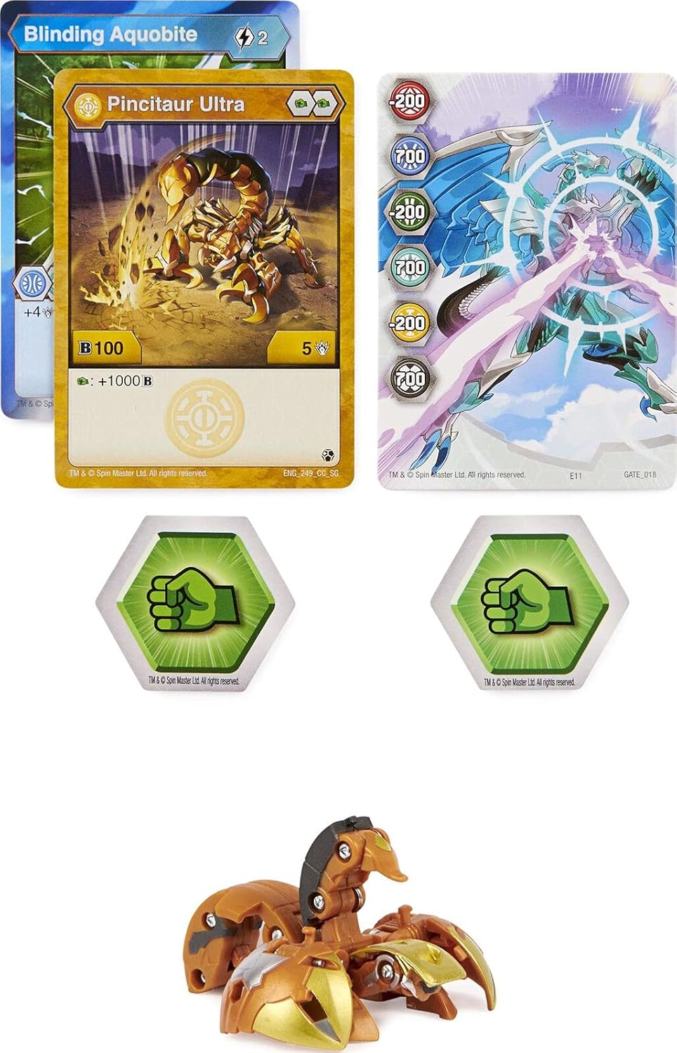 Bakugan Ultra, 3-inch Tall Geogan Rising Collectible Action Figure and Trading Card (Aurelus Pincitaur)