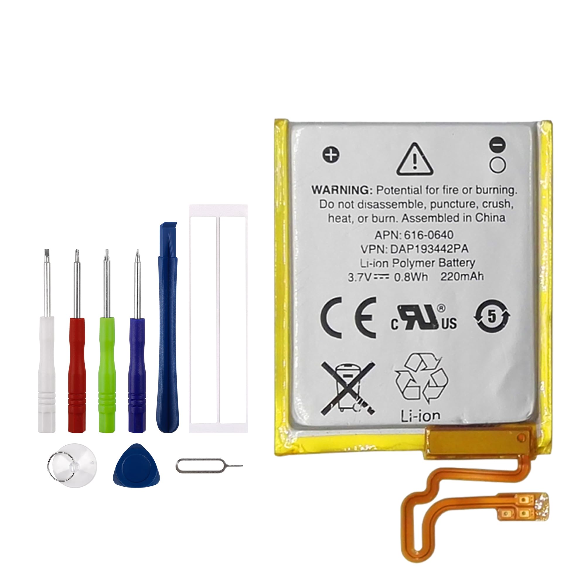 616-0640,616-0639 Ersatz Akku Kompatibel Für iPod Nano 7 & iPod Nano 7th & iPod Nano 5th A1446 with Toolkit