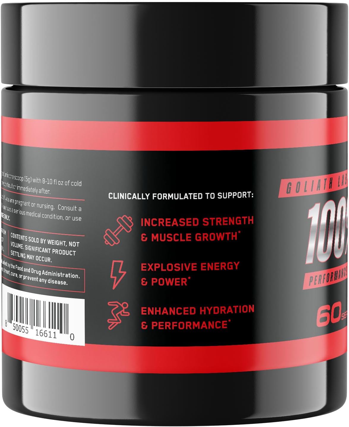 Goliath Labs Pure Creatine Monohydrate Powder - 300g Unflavored Micronized Creatine for Strength, Power, Muscle Support & Endurance - 60 Servings - Fitness Supplement for Men & Women