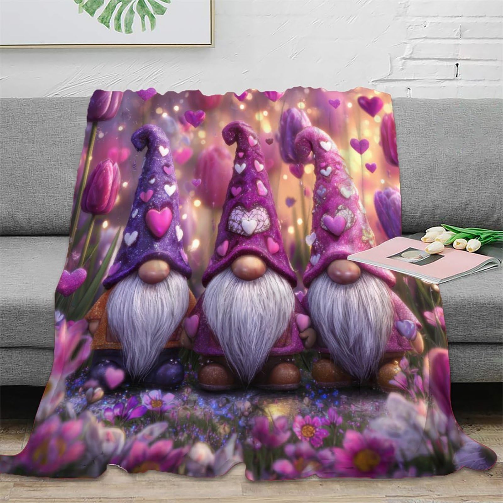 Couverture gnomes 3D plaid micropolaire original 150x200cm idée cadeau pour proches et famille