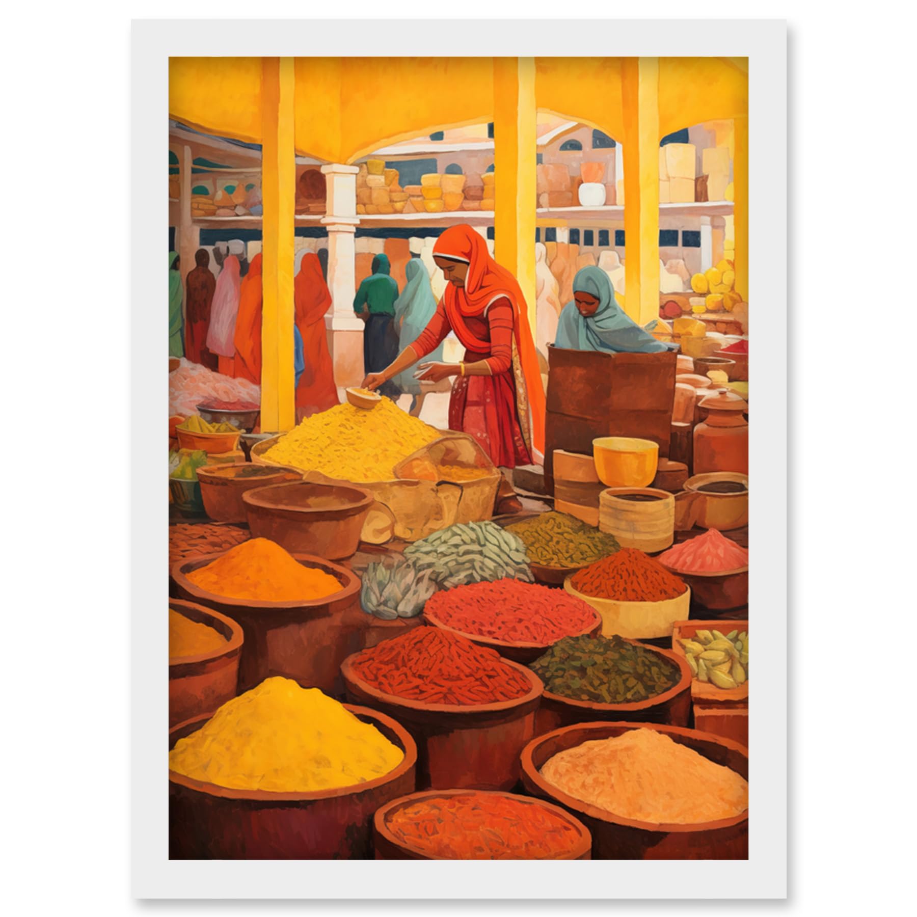 Artery8 The Spice Market Asian Herbs and Spices Colourful Kitchen Artwork Framed Wall Art Print A4