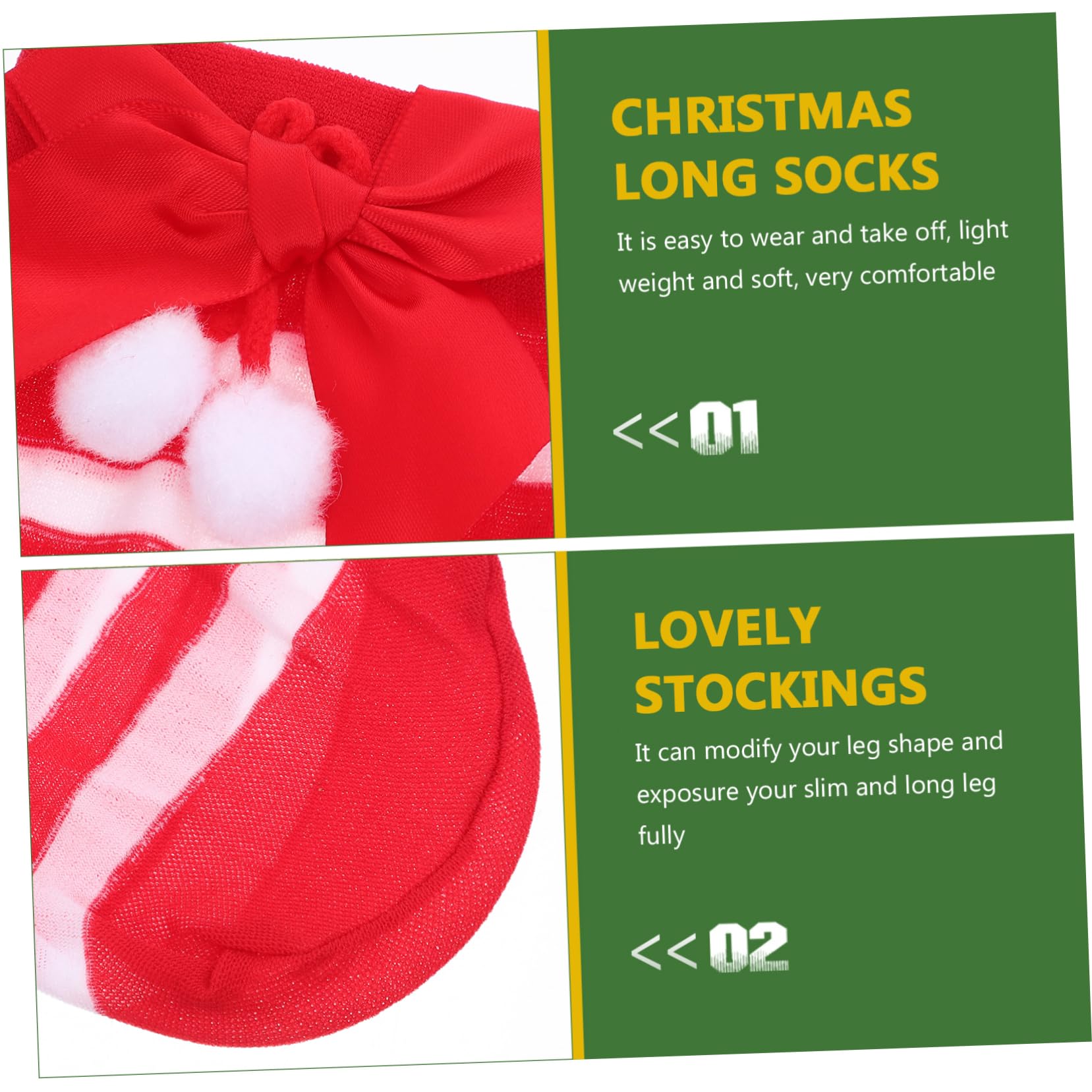 Holibanna Chaussettes de et Chaleureuses avec Nœud Créatif Chaussettes Longues Rayées Rouge et Blanc pour