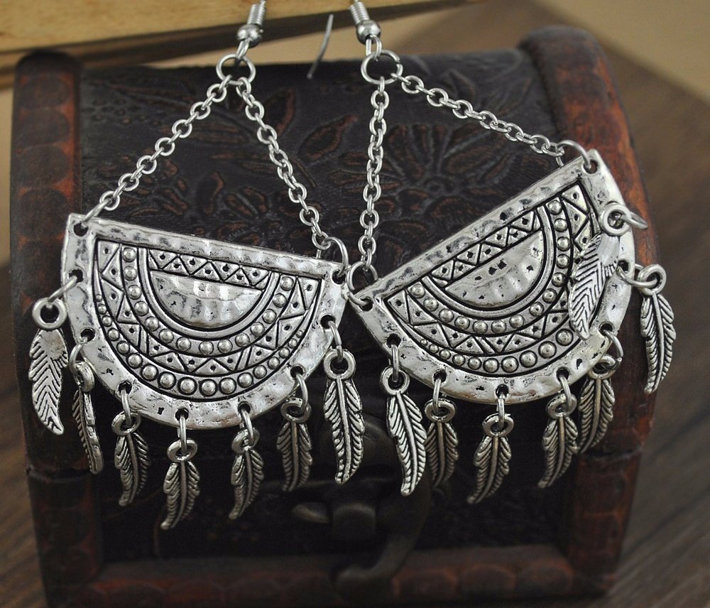 Oxidised Silver Traditional Earrings