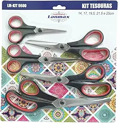Kit 5 Tesouras Multiuso de Precisão (Cozinha, Costura e Artesanato) - Lanmax