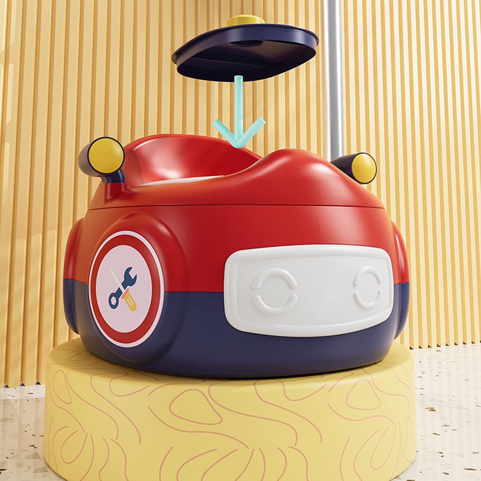 TOPINCN Inodoro Multifuncional para Niños con Bonito Diseño de Coche para Aprender a Ir Al Baño, Portátil y Ligero, Perfecto para Niños Pequeños en Casa (rojo azul)