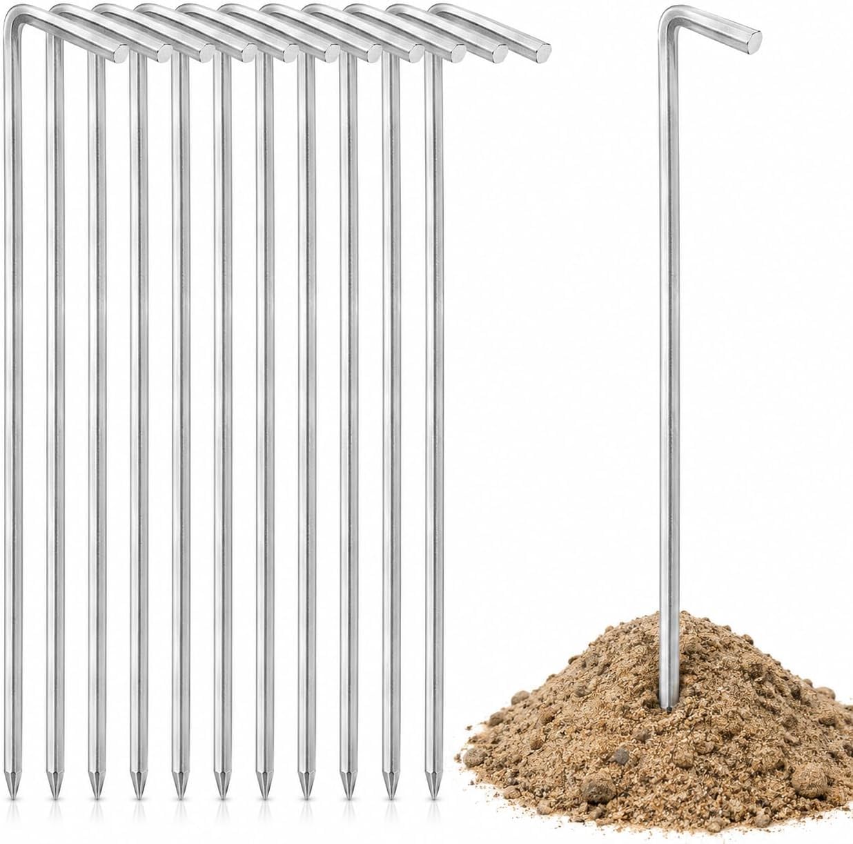 Piquetas para tienda de campaña de 18 cm – piquetas de acero resistentes para camping, jardín y exterior – Fijación estable para tienda de campaña y accesorios versátiles (100 unidades)