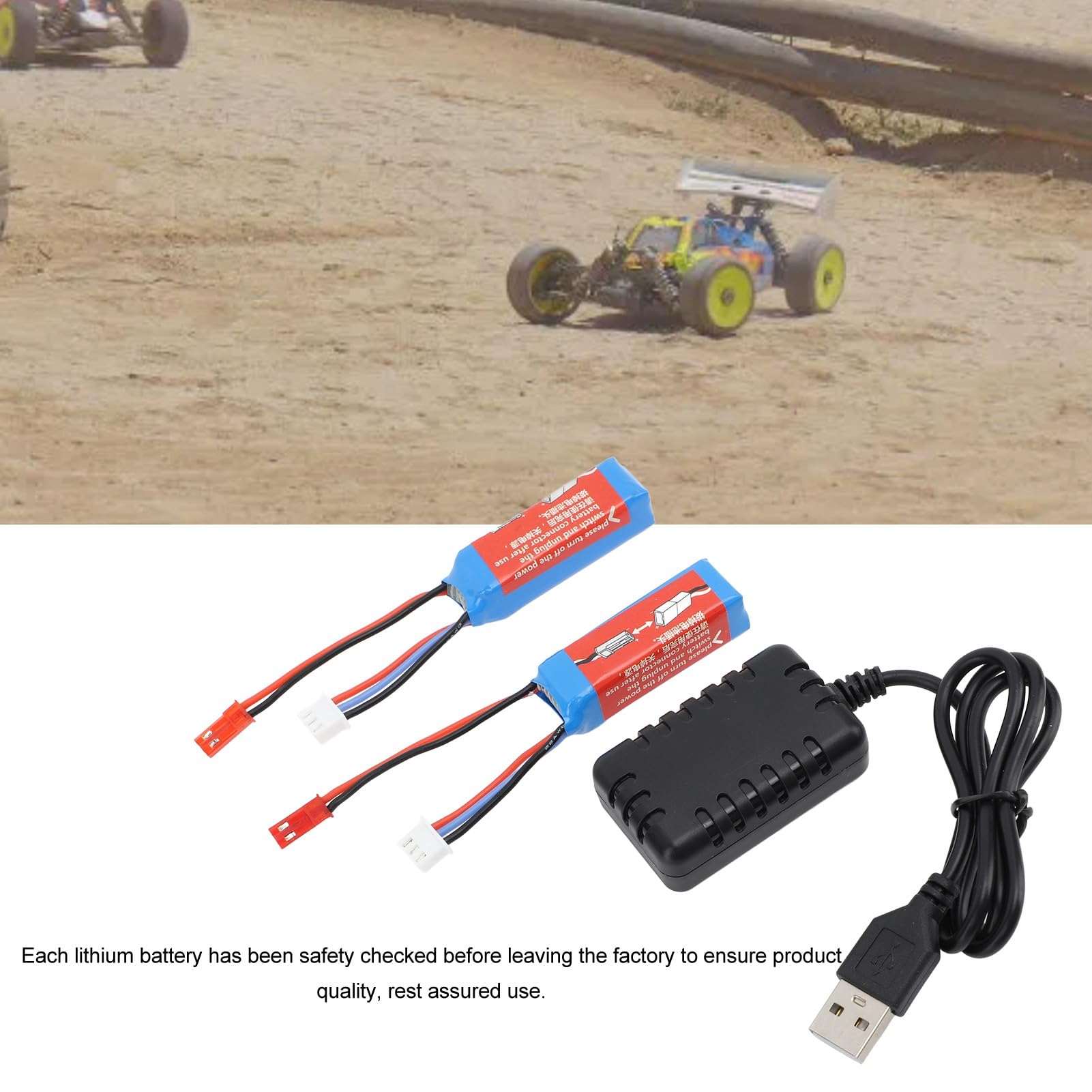 Chargeur de Batterie au Lithium de Voiture RC 7,4 V 400 MAh avec 2 Batteries, Ensemble de Chargeur de Batterie de Voiture RC à Charge Rapide Haute capacité pour Voitures RC K969