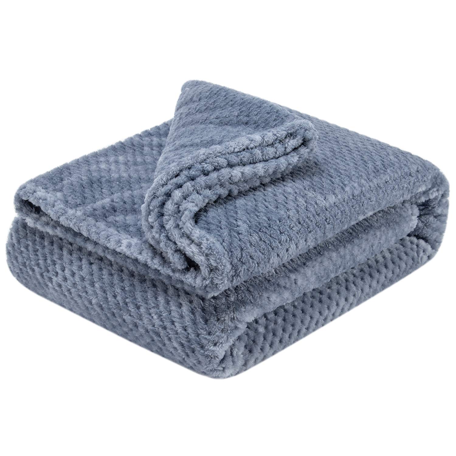 Fuzzy Blanket or Fluffy Blanket for Baby, Soft Warm Cozy Coral Fleece Toddler, Infant or Newborn Receiving Blanket for Crib, Stroller, Travel, Decorative (28Wx40L, XS-Flint Gray): 60”×80” Smoked Blue