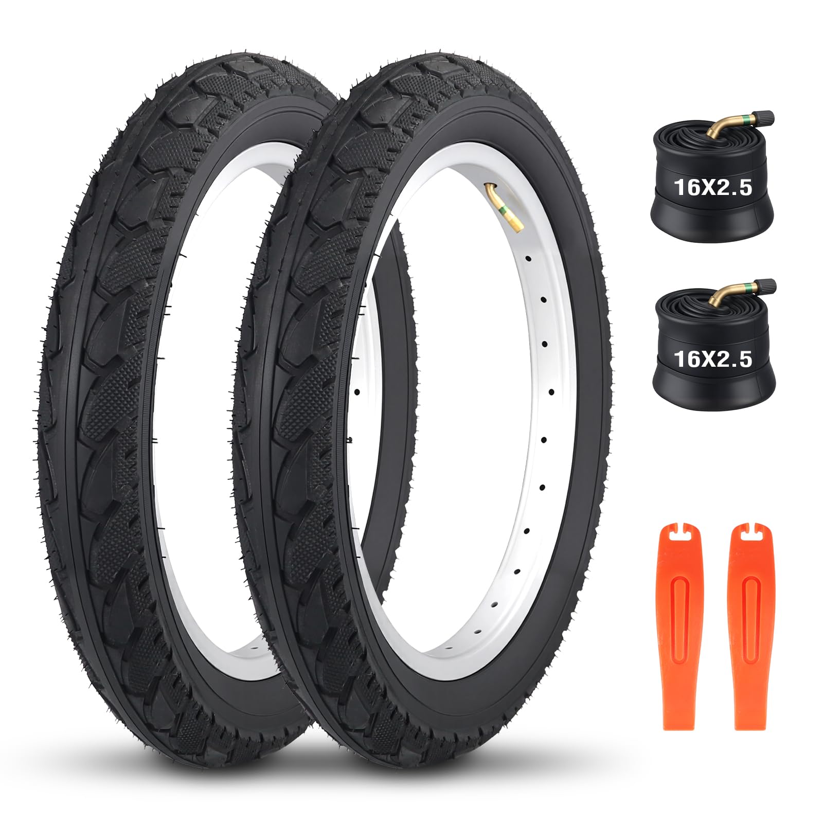 ZUKKA 16 x 2.5 Inch E-Bike Fat Bike Tyre Plus Set of 2 16 Inch Inner Tube