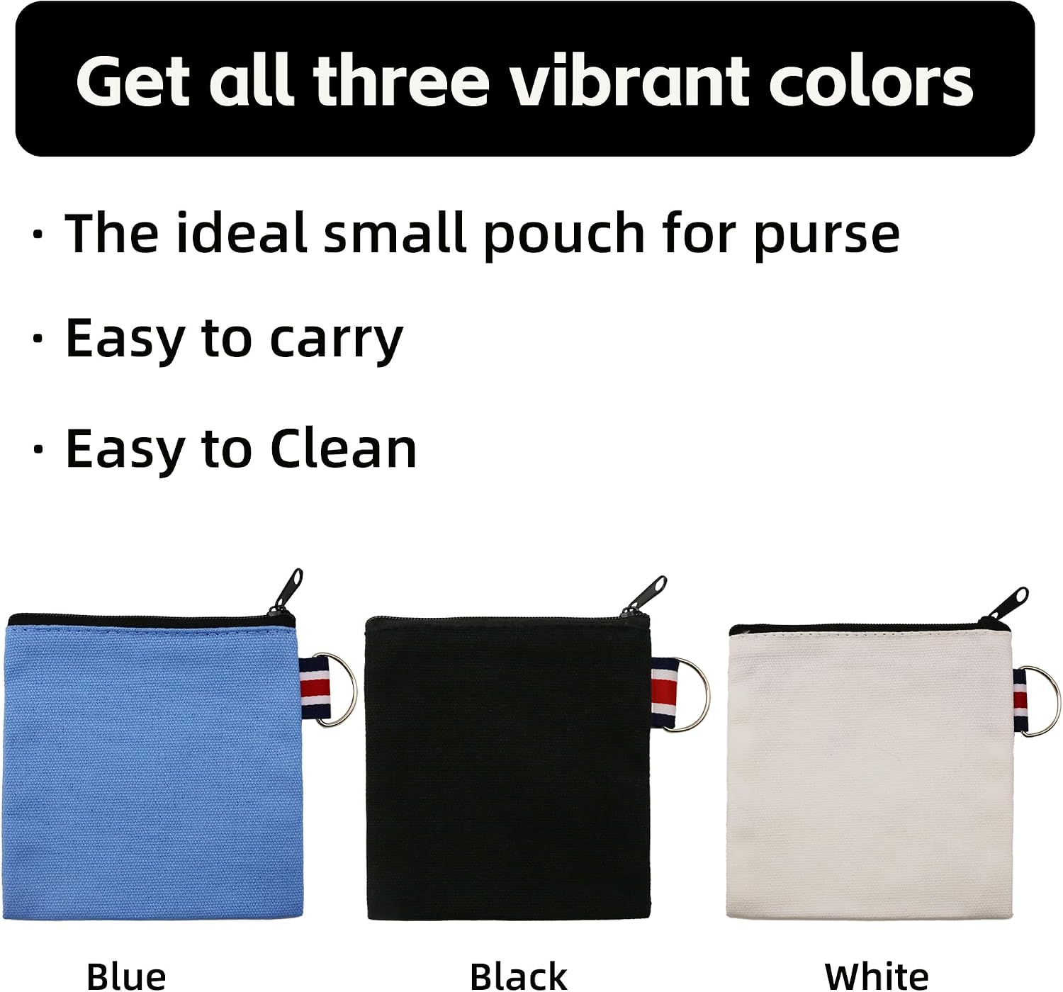 Small Canvas Zipper Pouch - Coin Purse & Makeup Bag Organizer with Durable Zipper, Multi-Functional Travel Essentials Bag for Women Girls, Small Pouches for Purse