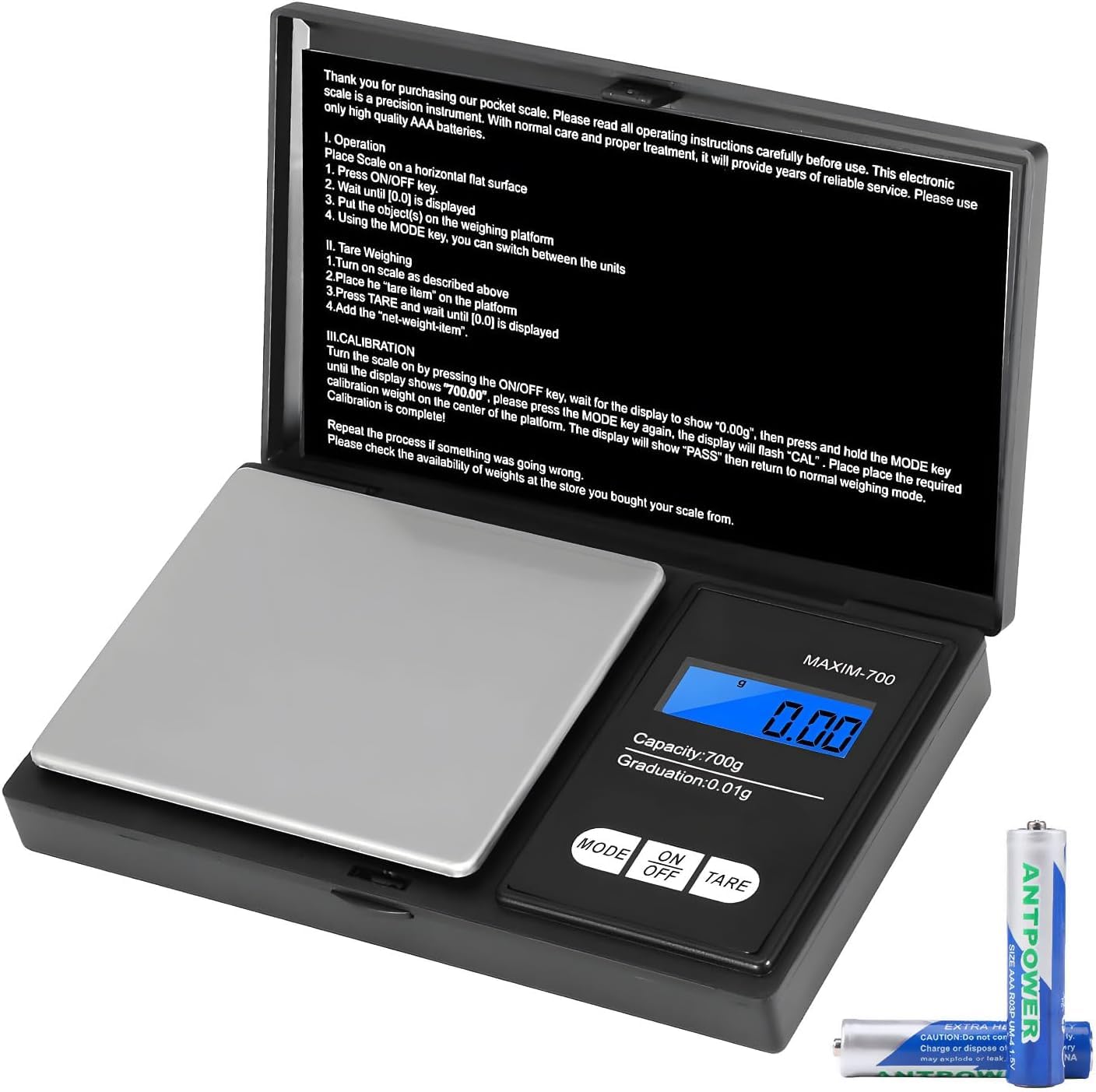 Vinabo Bilancia Precisione 700g/0.01g, Portatile Bilancino per Gioielli, Bilancia di Precisione 0.01g,Digital Pro Pocket, con Display LCD e 7 Unità, Funzione Tara, per Cucina Cucinare, Caffè, Farmaci