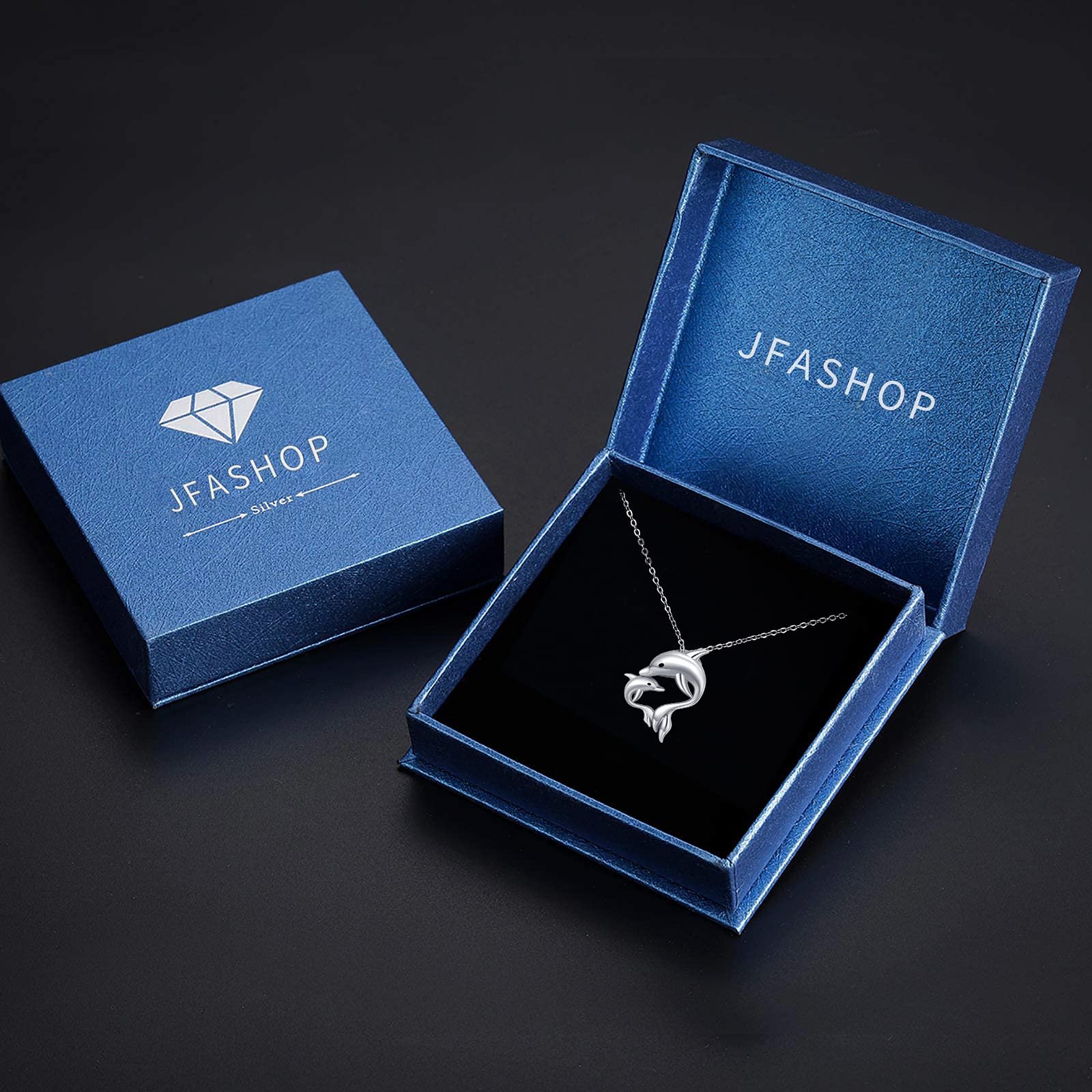 Delphin Kette 925 Sterling Silber Delphin Kristall Anhänger Meer Ozean Halskette für Frauen Mädchen Geburtstag Weihnachtstag