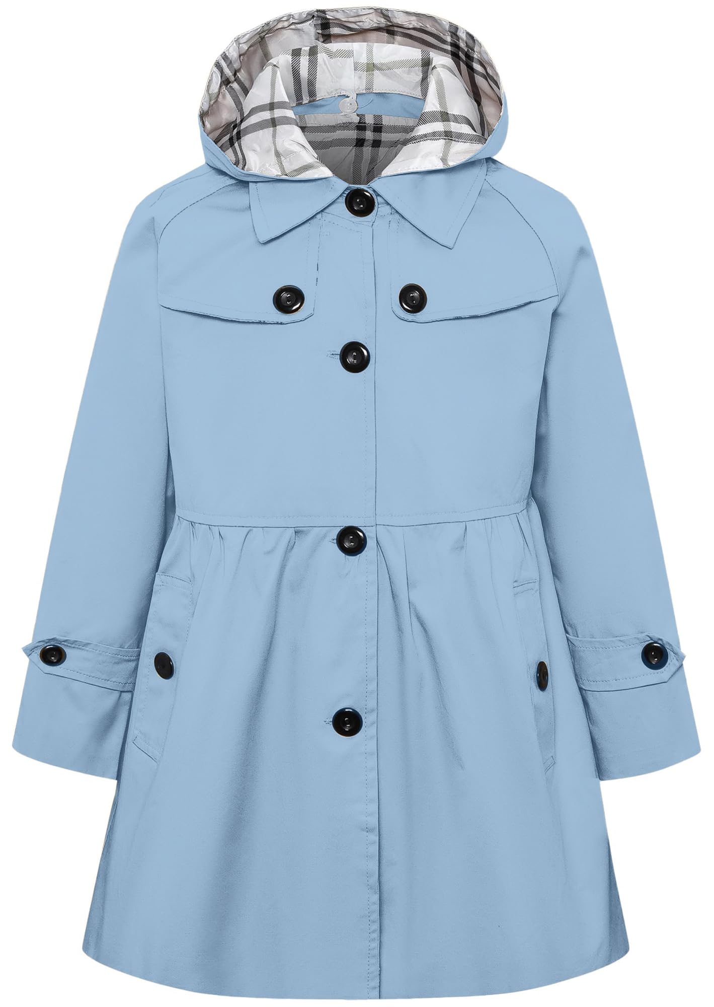 Betusline Girl's Single Breasted Trench Coat Hooded Dress Coat Outerwear