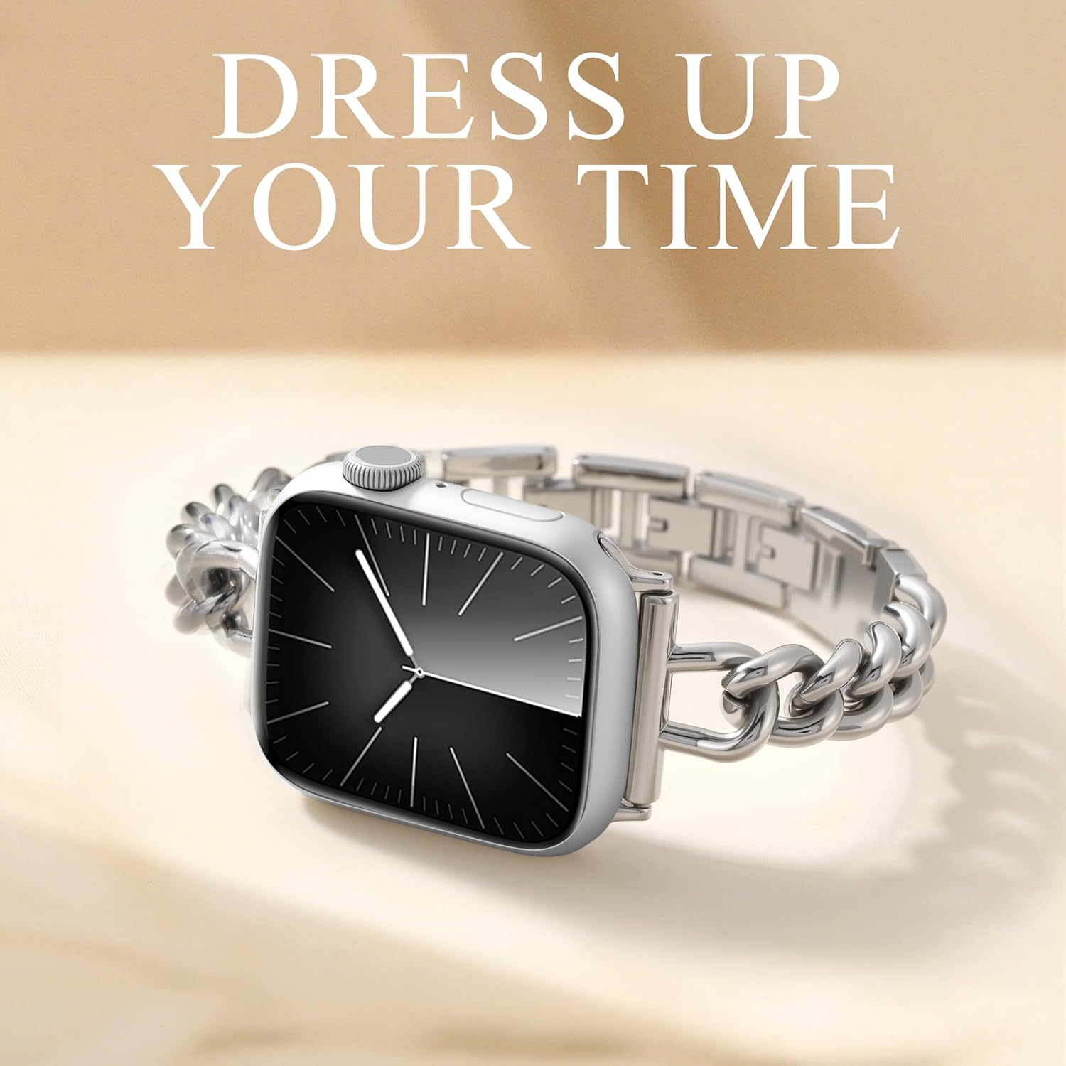 Witzon Slim Silver Watch Bands for Women Compatible with Apple Watch Band 42mm 44mm 45mm 46mm 49mm 41mm 40mm 38mm, Metal Strap Dressy Chain Link Bracelet for iWatch Series 11 10 SE 9 8 7 6 5 4 3 2 1 - Image 8