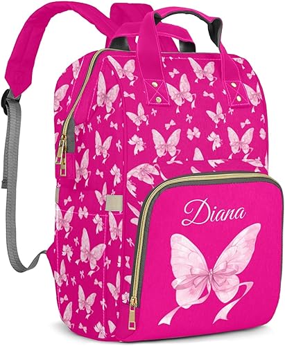 Miniatura 11 de Mochila de pañales personalizada con lazo con nombre, gran capacidad, multifuncional, bolsa de mamá, impermeable, elegante bolsa de lactancia Arco