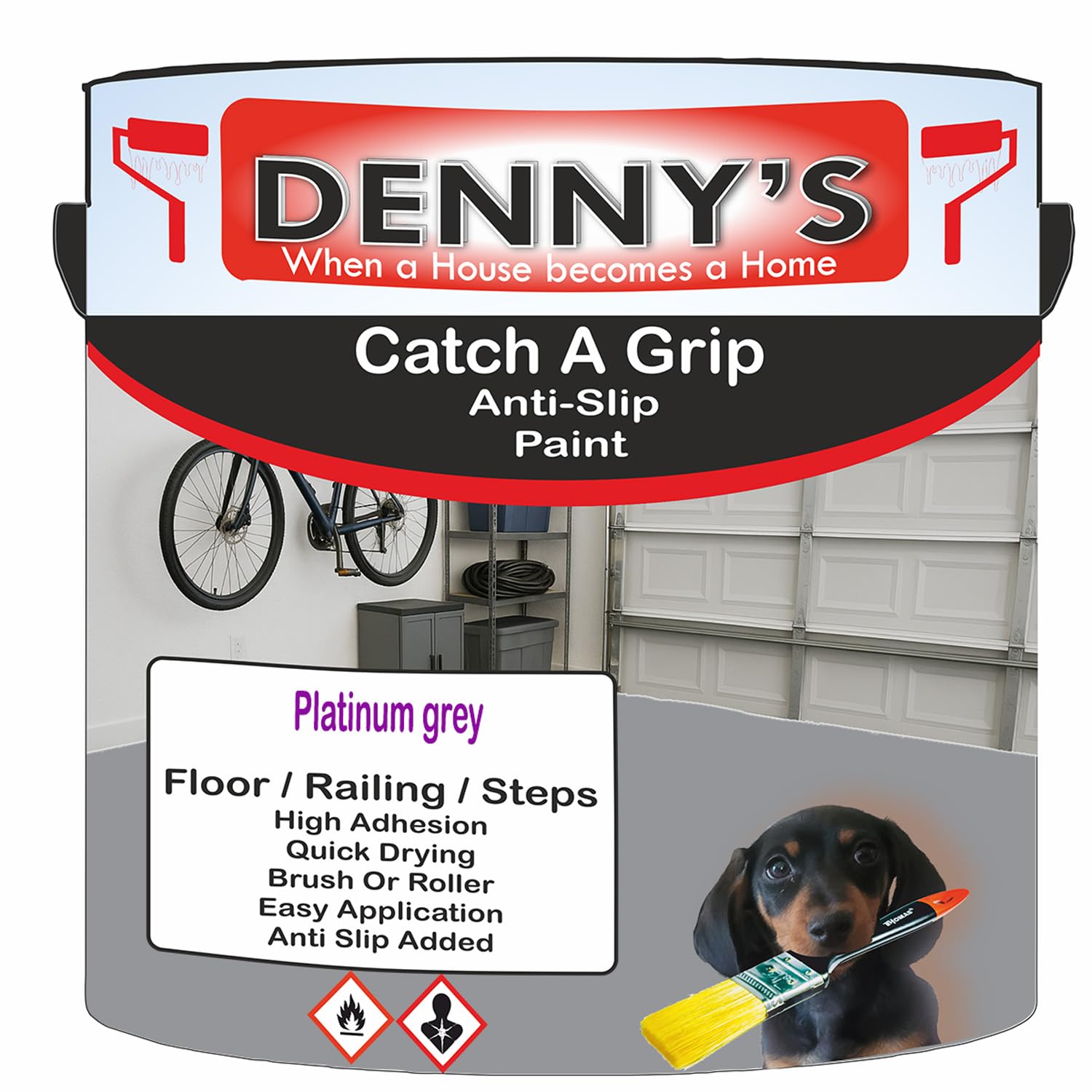 SCOOBYS PAINTS BACK IN THE MIX Catch A Grip Anti Slip Floor Paint – Non Slip Coating for Steps, Railings & Garages – 170 Colours, High Adhesion, Quick Dry, Multiple Sizes (Platinum grey, 5 Litre Tin)