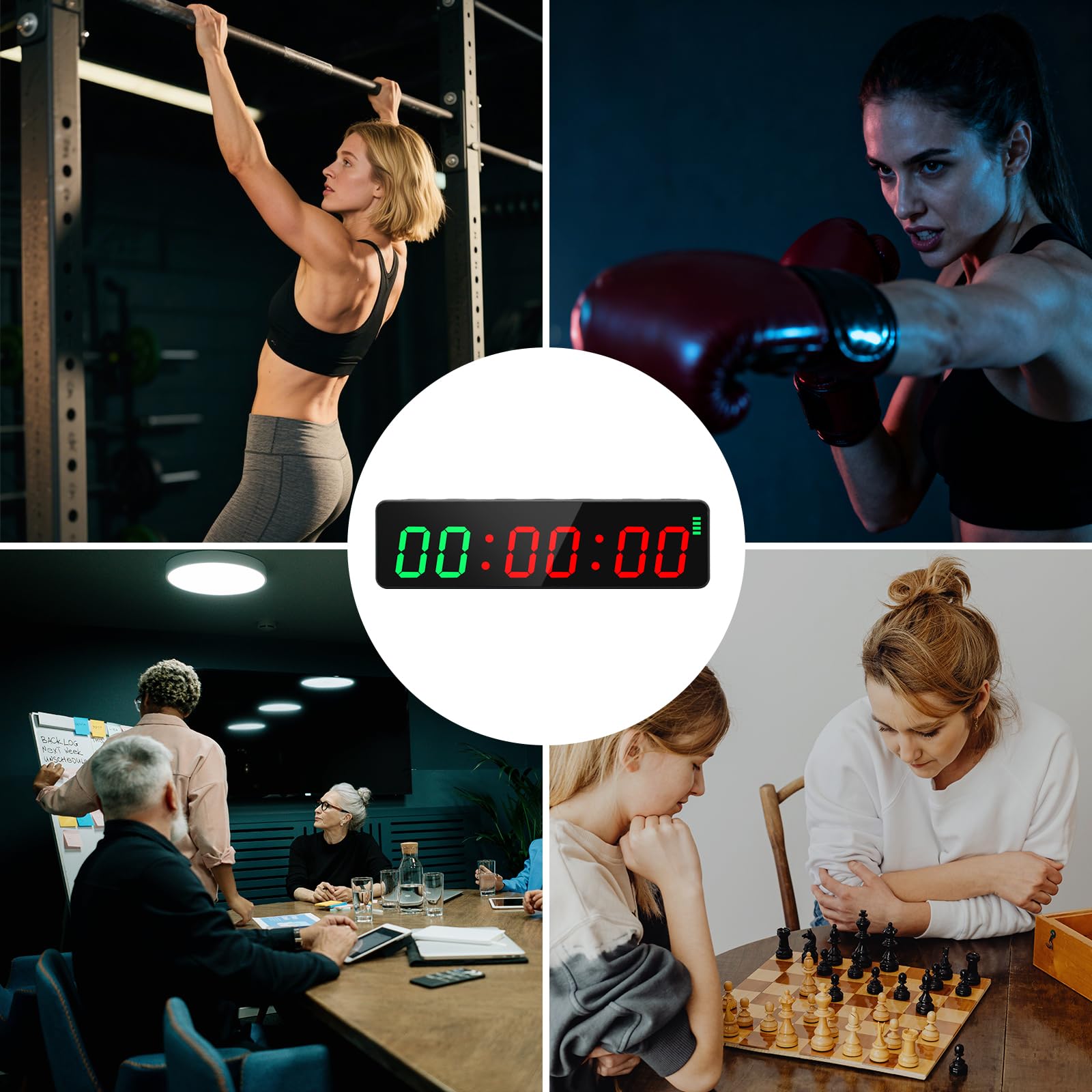 Minuteur Fitness, Portable Horloge Gym Timer, Aimant Puissant, Intervall Timer avec Batterie, Horloge Murale Numerique 12/24H Compte à Rebours/Chronomètre pour la Home/Gym/Garage