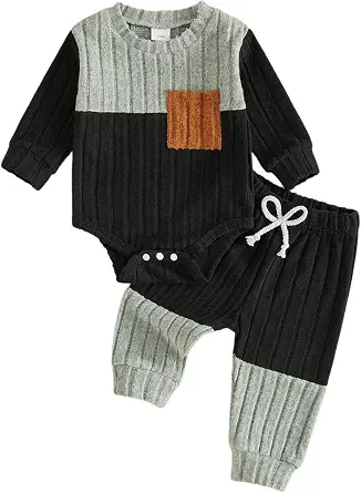 Giraropa Newborn Baby Boy Rib Knit Pant Set