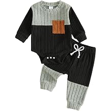 Newborn Baby Boy Fall Winter Clothes Color Block Outfit