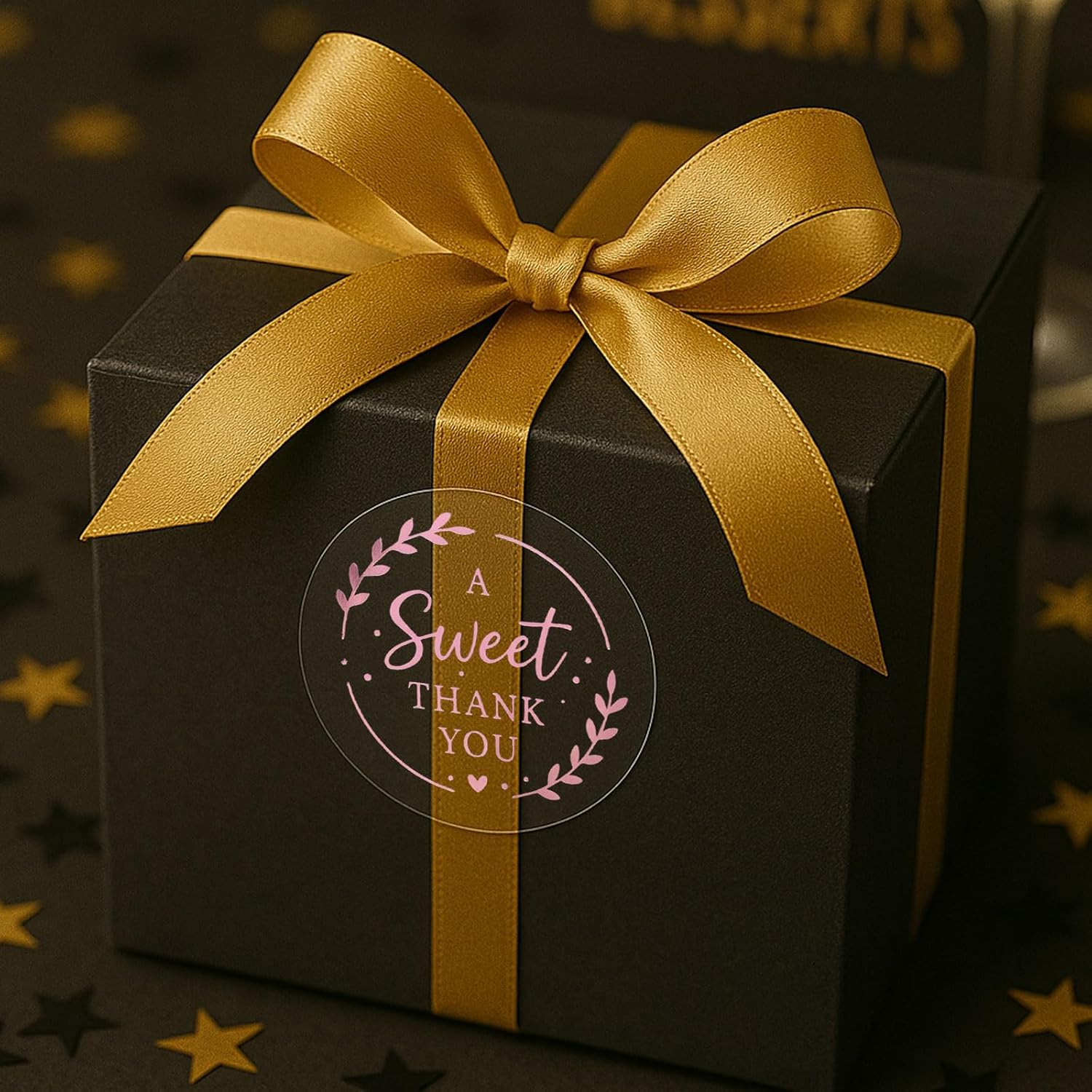 100 x A Sweet Thank You Clear Wedding Rose Gold Foil Wedding Favor Stickers, Baby Shower Favor Labels,Bridal Shower Favor Seals for Gifts, 1.6" - Image 4