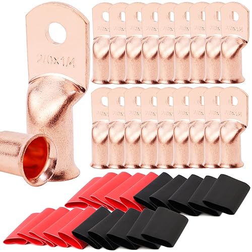 Miniatura 110 de TKDMR 6 terminales de batería de 4 AWG-3/8, terminales de alambre resistentes, terminales de anillo, extremos de cable de batería, terminales