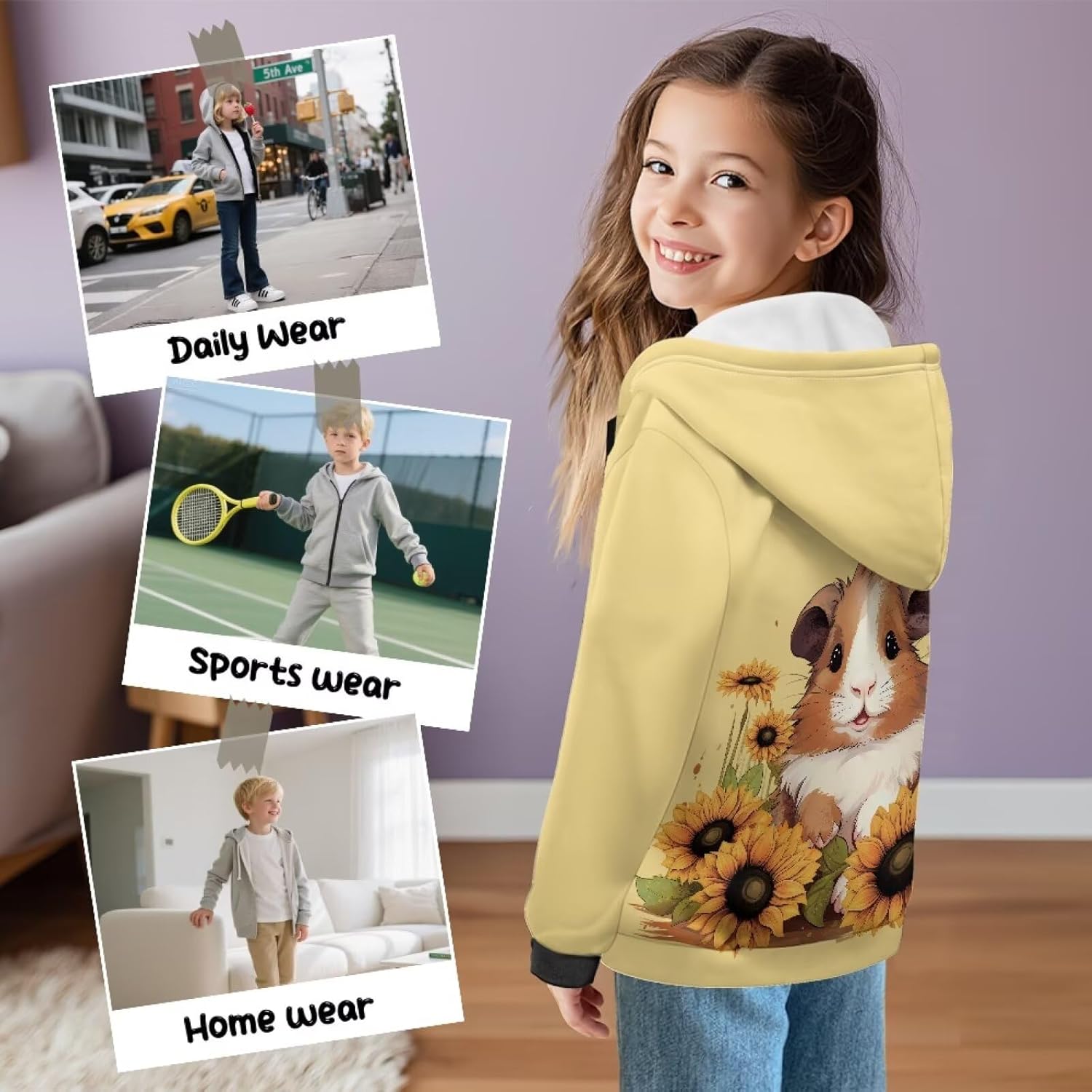 Boys Girls Zipper Sweatshirt Soft Full Zip Hooded Sweatshirts for Teens Kids Unisex Youth Solid Hoodies 5-12Y