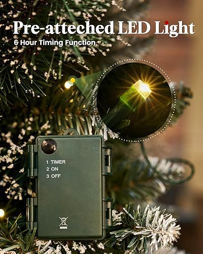 Miniatura 4 de OasisCraft Árbol de Navidad artificial de 4.5 pies, preiluminado con 500 puntas de rama250 luces, fácil montaje, bisagras de metal y base plegable