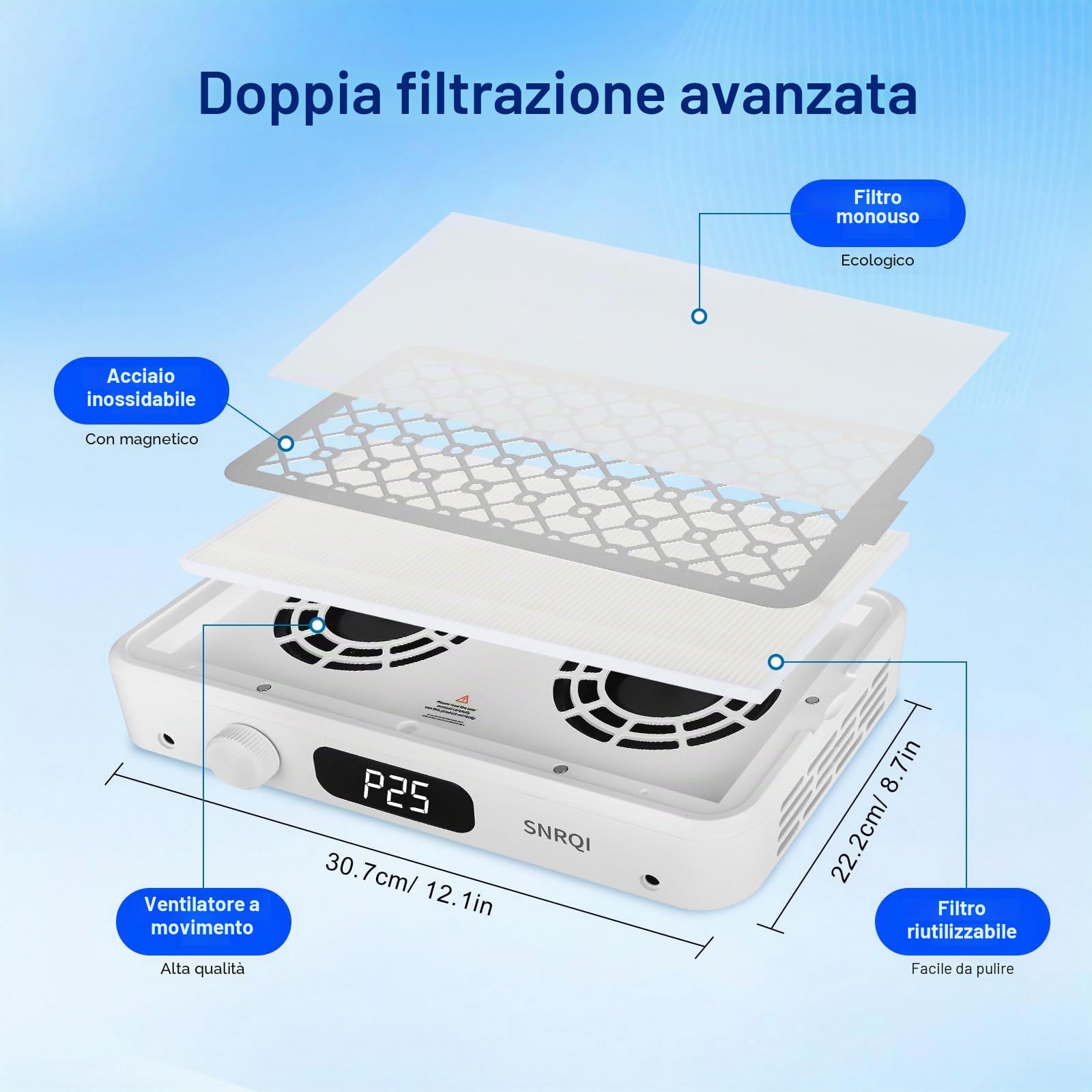 Aspirapolvere per Unghie Professionale 120W, Aspiratore per Unghie da 7000RPM con Carta da Filtro, Doppia Potenza di aspirazione, Regolabile, Potente Aspiratore Unghie per Salone e casa