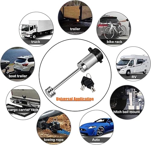 Miniatura 6 de CZC AUTO Bloqueo de acoplador de remolque de 1/4 pulgadas de diámetro, 3-3/8 pulgadas de diámetro, bloqueo de lengüeta de remolque que se adapta a