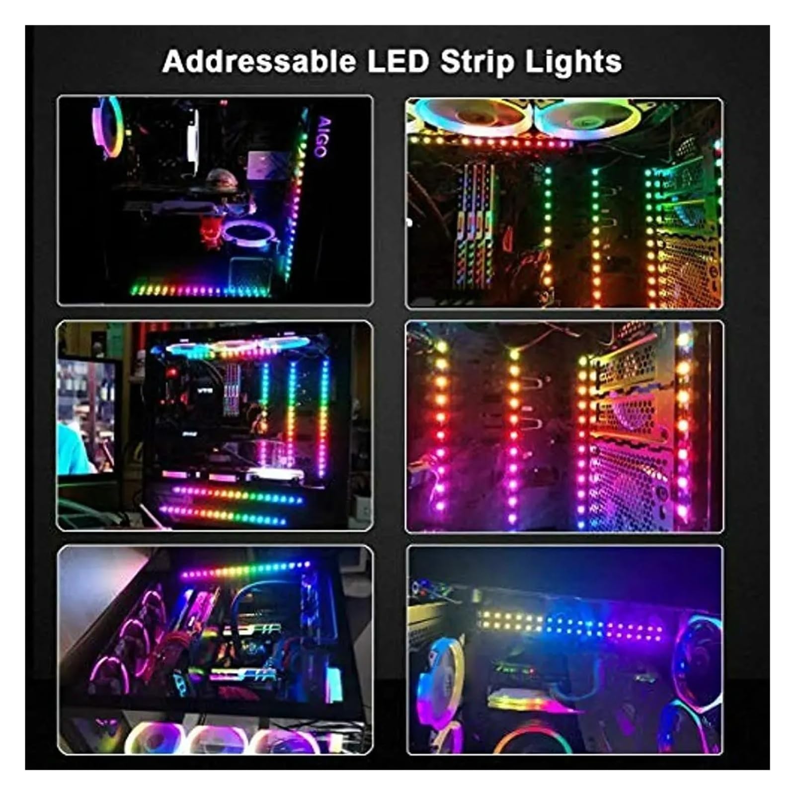 Rainbow ARGB Adressierbarer WS2812B LED-Streifen 5V 3Pin Header Kompatibel mit Mainboard Aura SYNC Mystic Light RGB Fusion for PC(30leds-m,3X100CM STRIP SET_IP65 WATERPROOF)