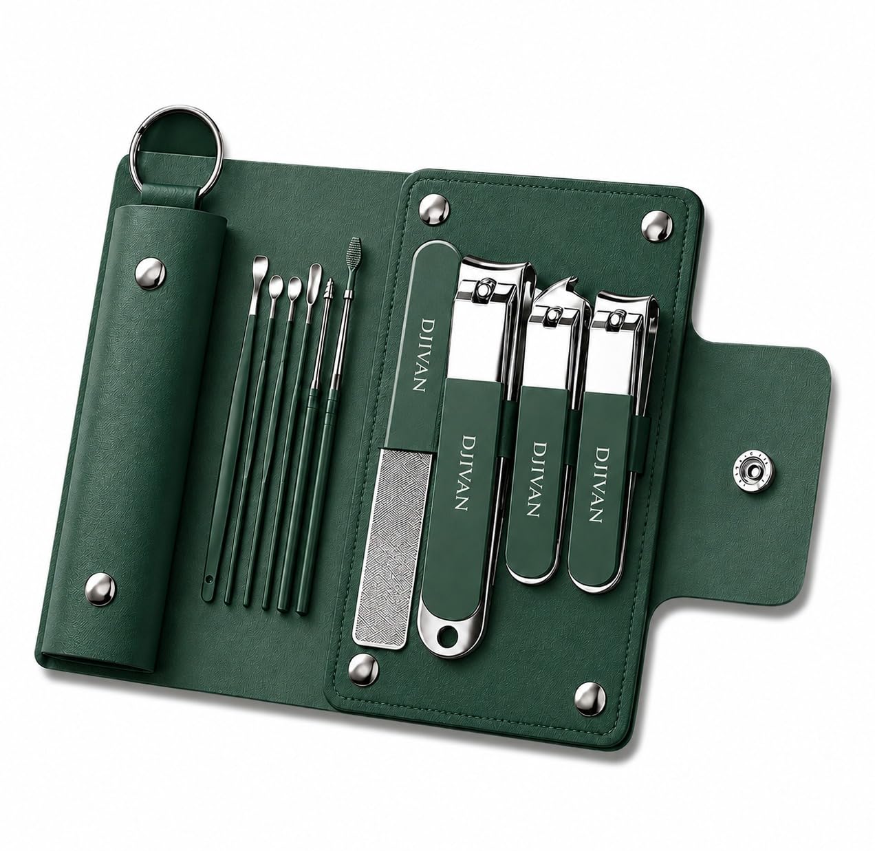 DJIVAN Premium 10-in-1 Manicure & Pedicure Kit with Stainless Steel Nail Clipper Set, Professional Grooming Tools for Men & Women, Nail Cutter, Cuticle Trimmer, Scissors, Tweezers, Ear Pick & Portable Travel Case for Home and Travel Use-image-43
