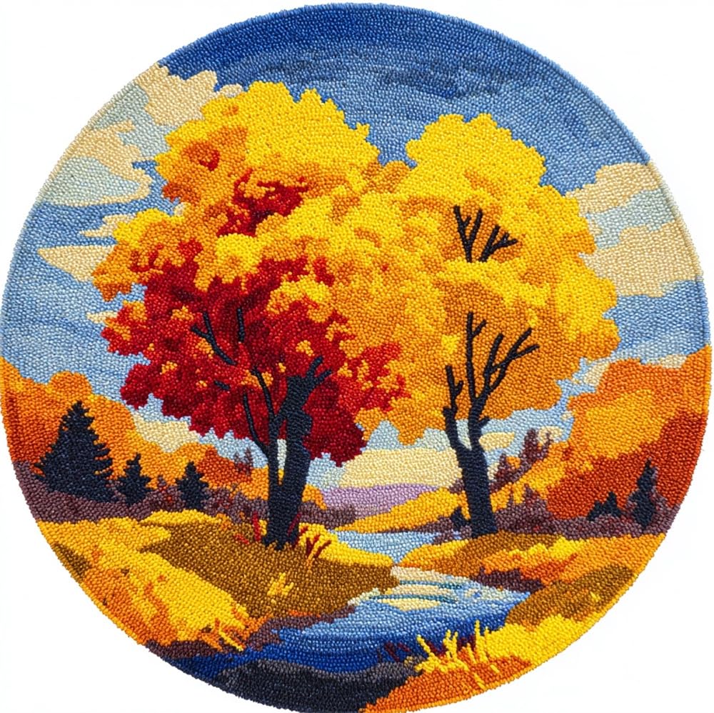 kitphoenix DIY Crochet Carpet for Beginners, Autumn Golden Tree Leaves