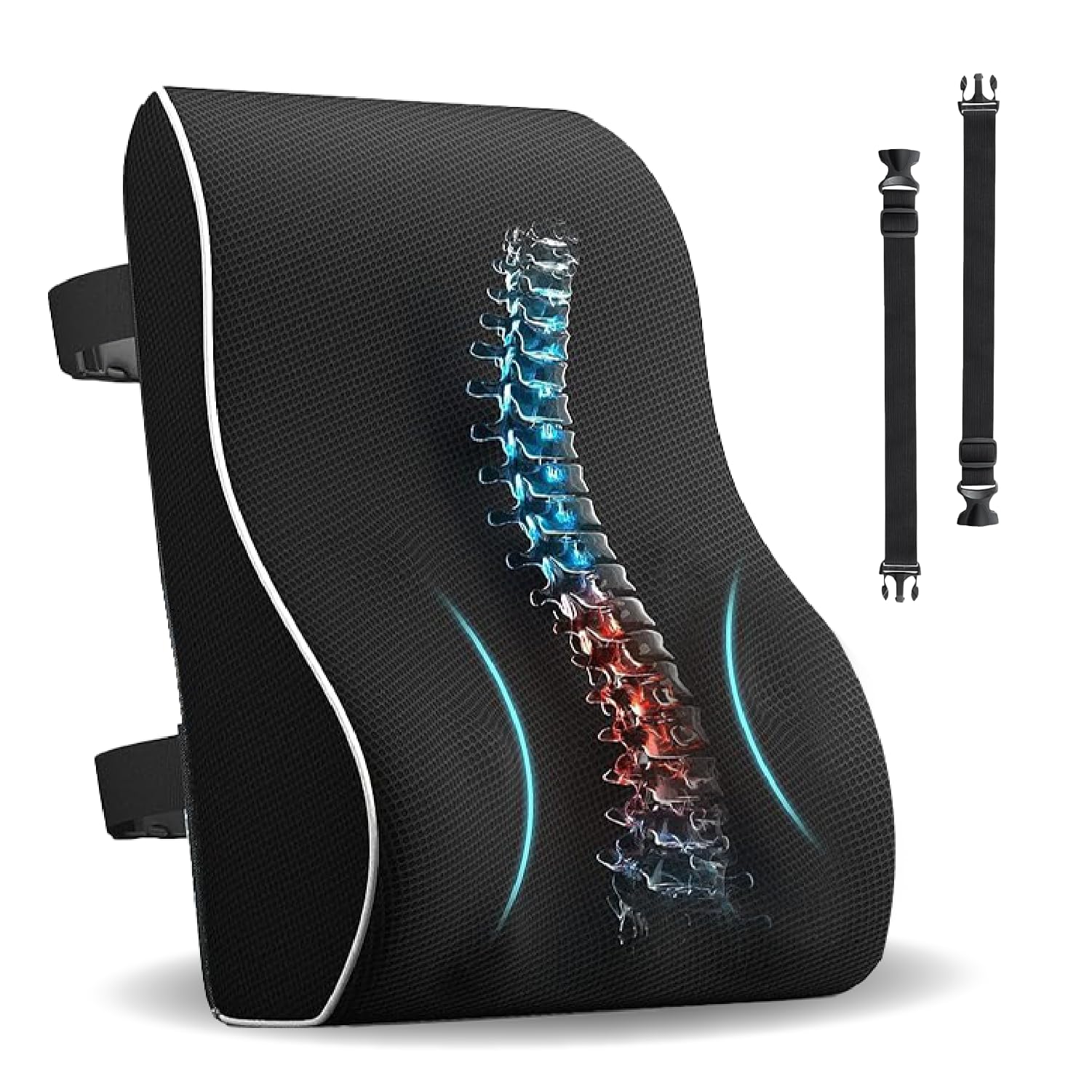 Lumbar Support Cushion for Office Chair, Ergonomic Memory Foam Lumbar Support Pillow for Lower Back Pain Relief, Back Support Cushion for Desk Chair, Car Seat Back Support, Posture Support Pillow