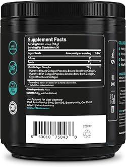 Vital Vitamins Multi Collagen Peptides Powder - Unflavored, Easy to Dissolve - Type I, II, III, V, X - for Women & Men - Promotes Hair, Skin, Nails, & Joint Health - 30 Servings