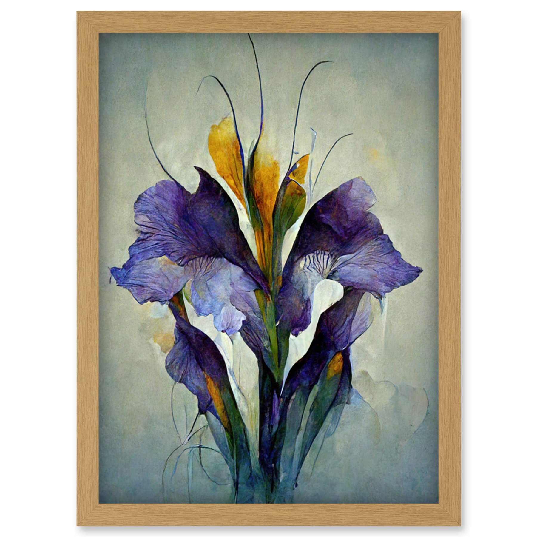Doppelganger33 LTD Iris Bouquet Modern Watercolour Artwork Framed Wall Art Print A4