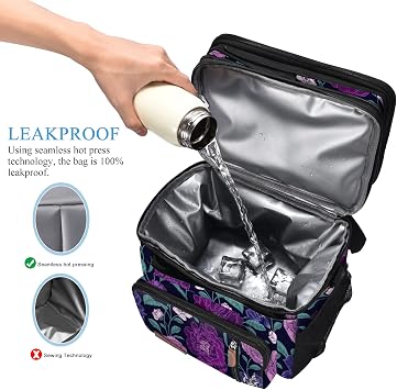 MIYCOO Lunch Bag Lunch Box for Women Men Double Deck Insulated Cooler Bag & 2PC Ice Packs for Lunch Boxes