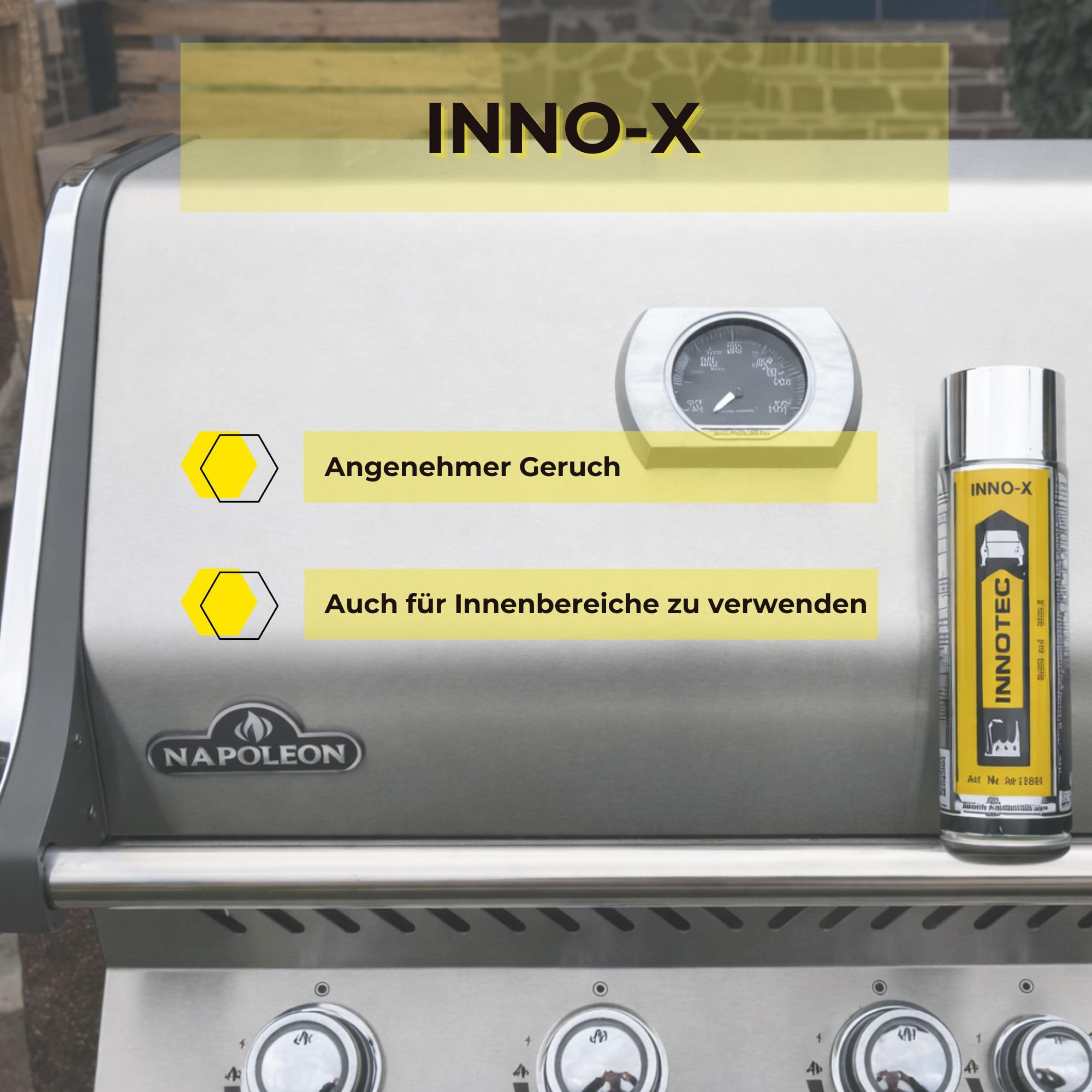 2 Stück INNOTEC Inno-X 500 ml – Edelstahl-Reiniger und Pflege-Spray – entfernt Fett, Schmutz, Fingerabdrücke und Verunreinigungen – für Edelstahl, Chrom, Küche, Grill, Industrie und Fahrzeugteile