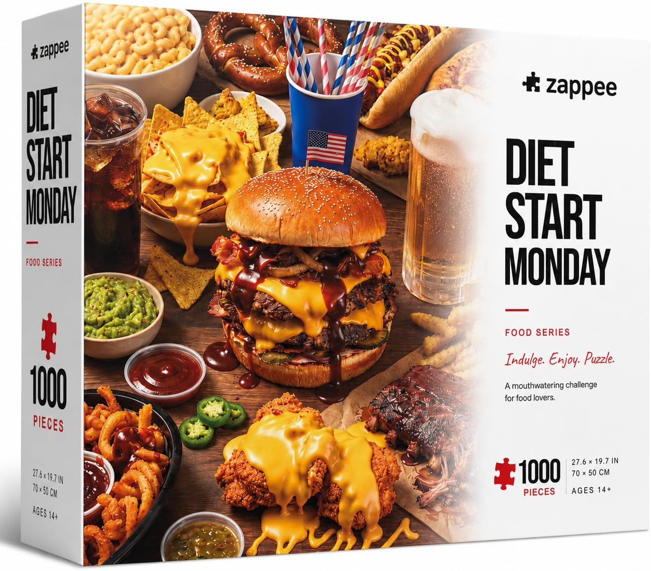 Food Jigsaw Puzzle 1000 Pieces for Adults, Burger & Pizza Collage