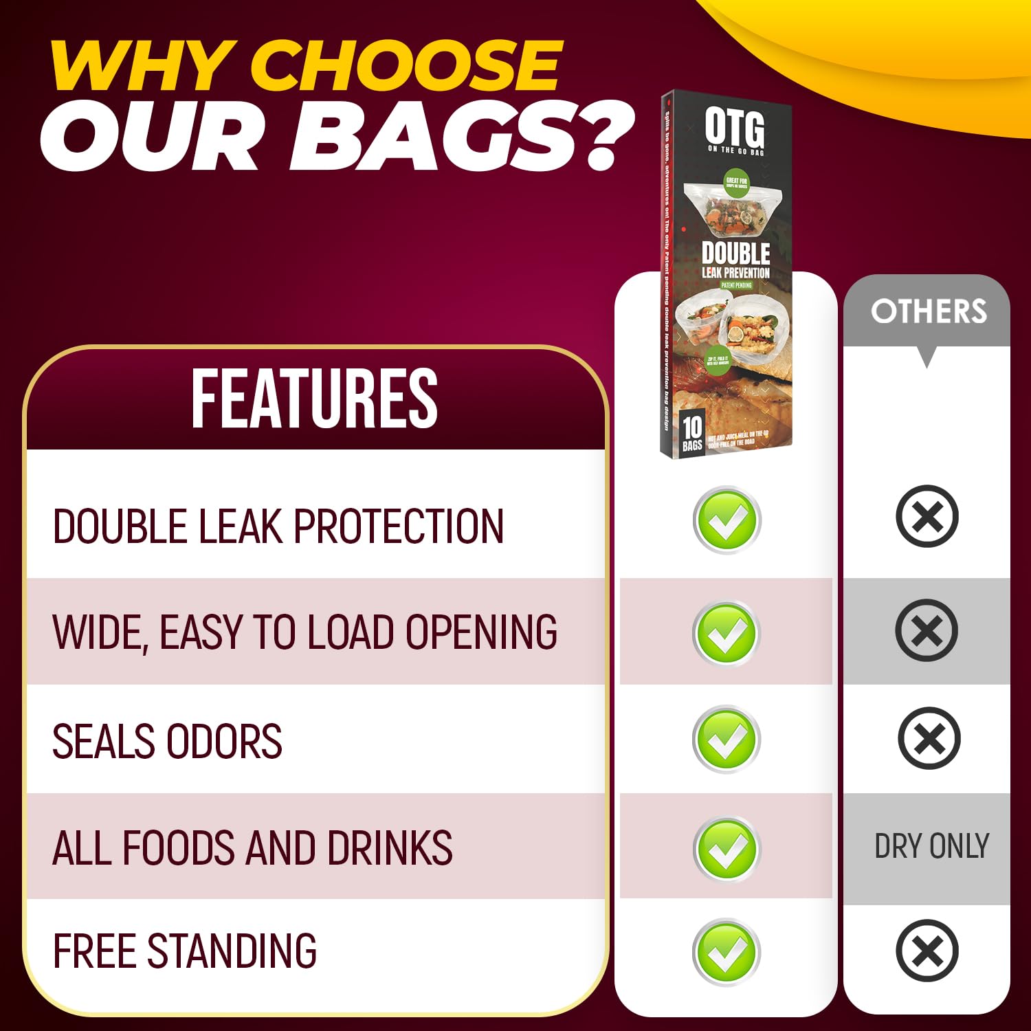 Bolsa de cocina doble para prevención de fugas para calentador de alimentos de escape y olla de manguito – Alimentos húmedos y secos – a prueba de derrames, sellado de olor, grado libre de BPA 4