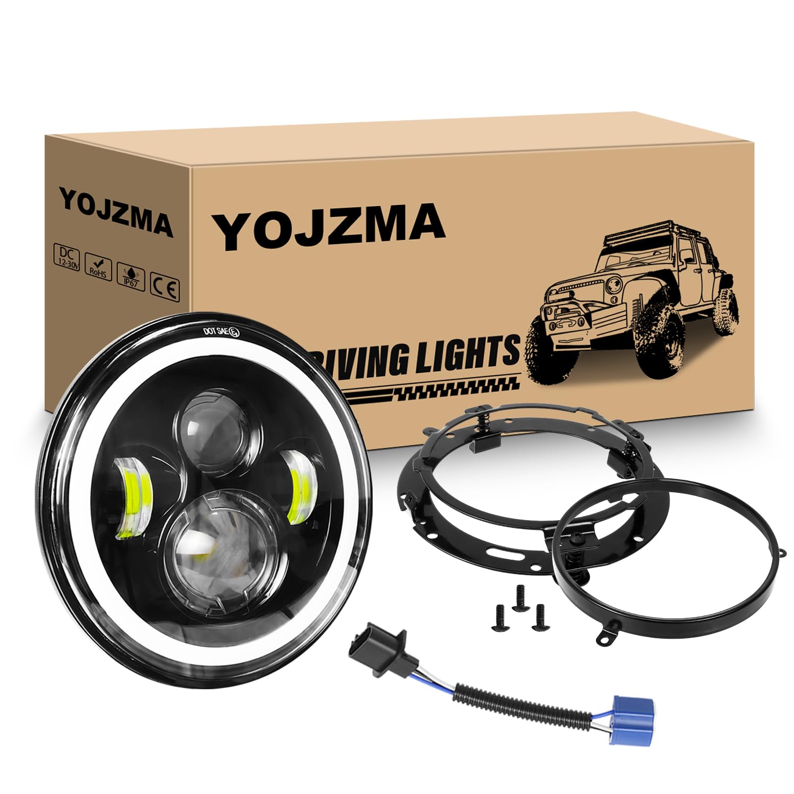 Shkalacar 1 pz 7 Pollici Faro LED per Auto Moto con DRL/Indicatore di Direzione/Anabbaglianti