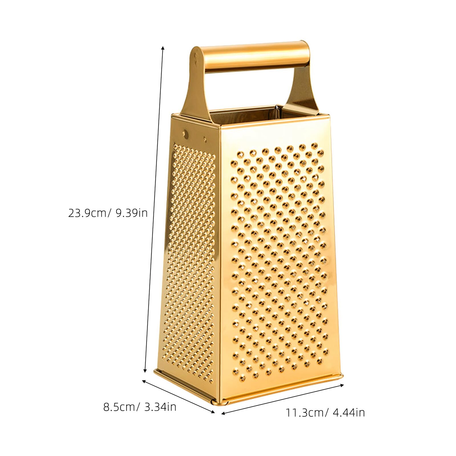 UKCOCO Grattugia Multifunzionale in Acciaio Inox a 4 Lati Per Verdure e Formaggio Design Dorato, Utile in Cucina Per Preparazioni Veloci e Facili Da Pulire