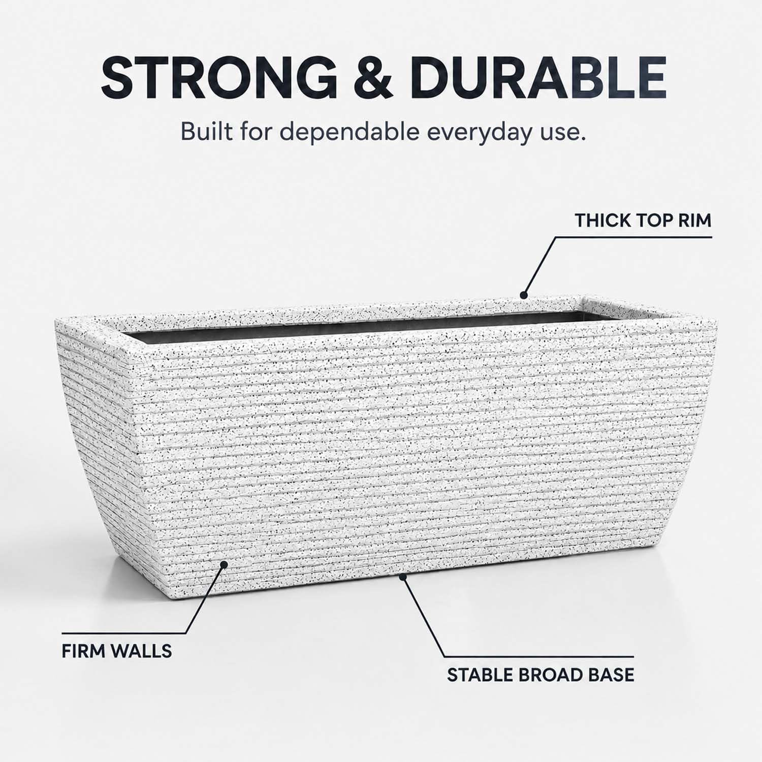 Go Hooked Leios Planter - Marble Rectangular Pot -5