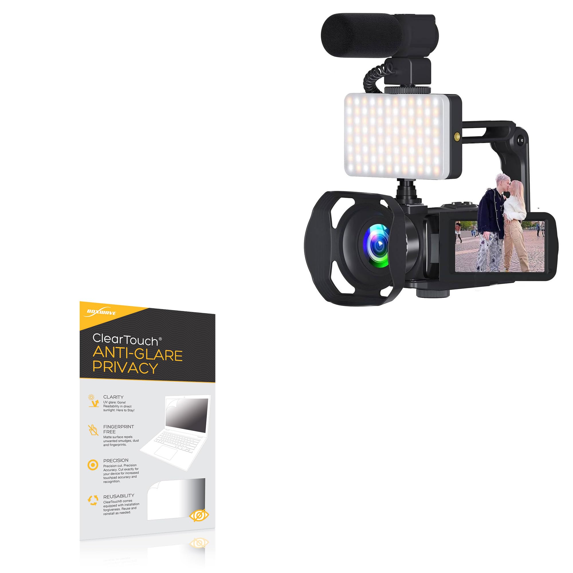 BoxWave Screen Protector Compatible With VETEK Video Camera 8k Camcorder (A06) - ClearTouch Anti-Glare Privacy (2-Pack), Privacy Screen Protector Flexible Film Anti-Glare